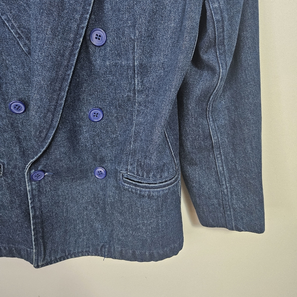 SOLD VTG 80s Ralph Lauren Blue Label Double Breasted Denim Blazer Jacket M - Picture 5 of 15